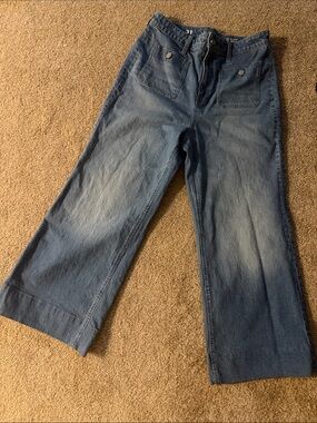 J. Crew Indigo Wide-Leg Jeans with Front Patch Pockets 31S/R, see pic